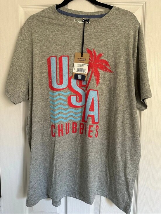 chubbies Other - chubbies Grey Short-Sleeve USA Graphic Tee with Red & Light Blue Print